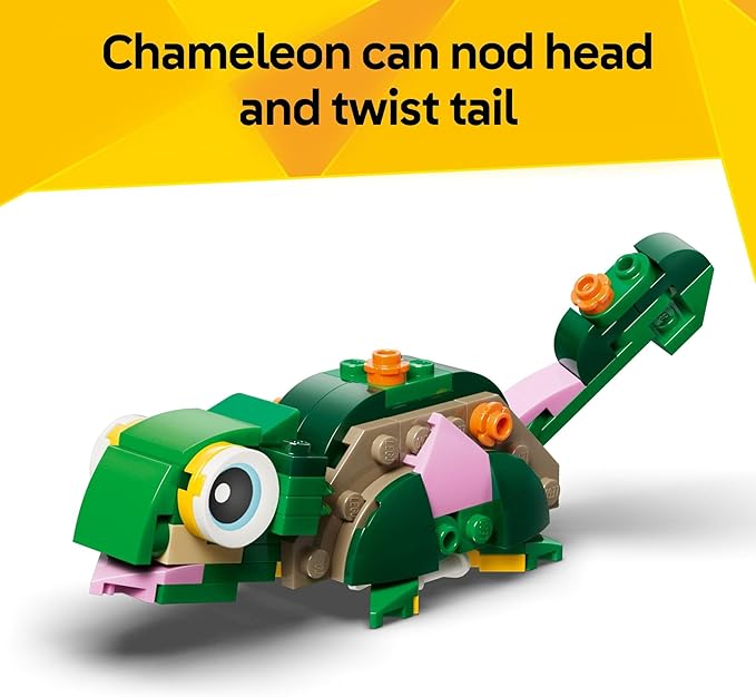 LEGO Creator 3 in 1 Turtle with a Water Lily Flower Building Toy for Girls & Boys - Kids Build a Chameleon, Frog, or Turtle Toy Figure - Gift Idea for Animal Lovers, Ages 7+ - 31377