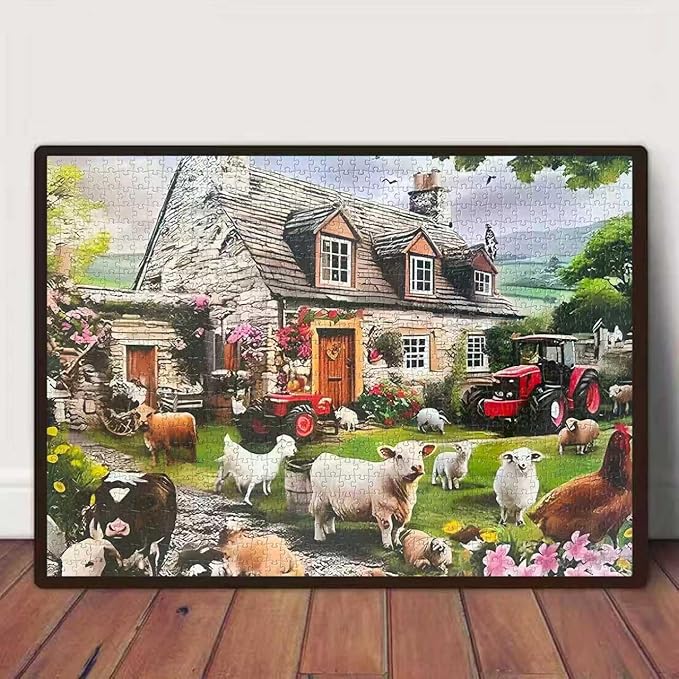 Farm Animal 1000 Piece Puzzle for Adults,Puzzles for Adults 1000 Pieces,Hard Difficult and Challenging Mosaic Jigsaw Puzzles Toy Games 1000Pieces 27.5 X 19.7inch