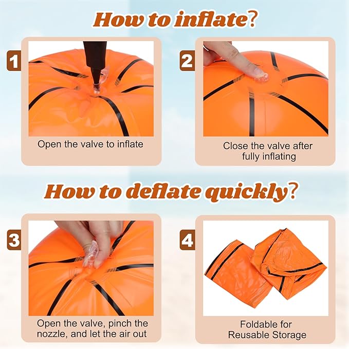 Mototo 50 Pack Inflatable Beach Balls 16 Inch Giant Blow up Inflatable Balls Bulk for Summer Swimming Pool Beach Game Goodie Bag Super Bowl Theme Sport Event Birthday Party Favor