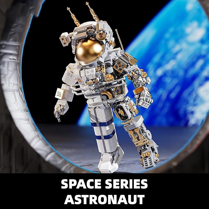 Space Astronaut Building Block Set,860Pcs Spaceman Building Toys with Display Stand, Cool Translucent Design Collection for Home Office Decor, Christmas Birthday Gift for Adults& Boys Age 8-12