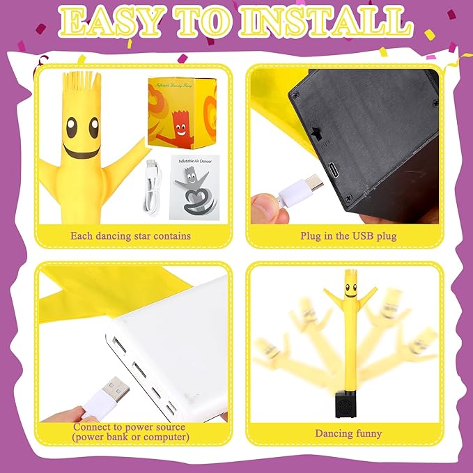 Poen Easter Gifts for Kids Mini Wacky Waving Inflatable Tube Guy with Blower Gag Toy Gift Inflatable Tube Man Birthday Desktop Decor Dancing Blow up Man for Office Party Decor(Lively)