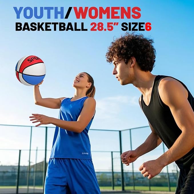 KUYOTQ Kids Youth Adult Size 3/4/5/6/7 (22/25.5/27.5/28.5/29.5") Basketball Premium Rubber or Faux Leather Basketball Indoor Outdoor Basketball for Boys Girls Womens Mens Basketball Gifts (Deflated)