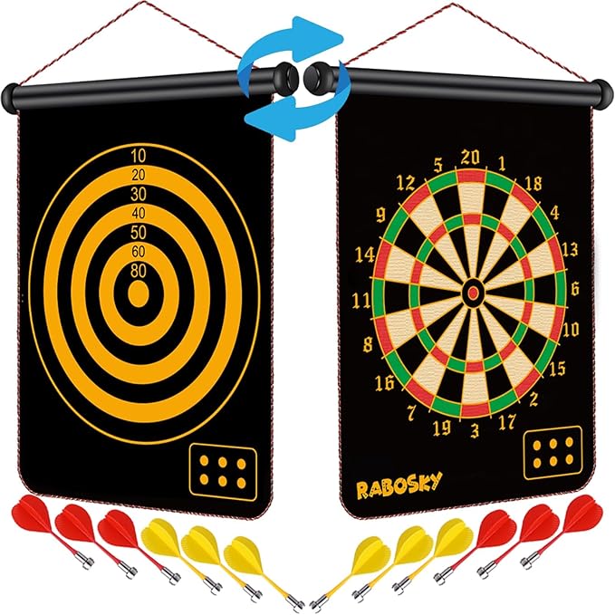 Magnetic Dart Board for Kids, Fun Toys Gifts for Boys 8 9 10 11 12 13 14 Years Old Teen Birthday Easter Valentine Christmas Stocking Stuffers Indoor Room Games, Magnet Dartboard Sets Double Sided