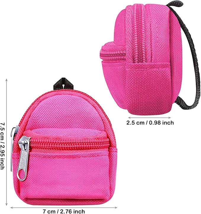 BARWA 5 Pcs Doll Travel Accessories 2 Doll Backpack Bag with Zipper with 2 Sunglasses 1 Telescope for 11.5 inch Dolls