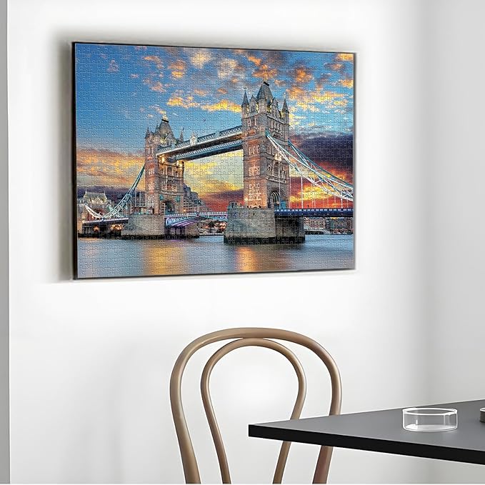 1000 Piece Jigsaw Puzzles for Adults Teens Kids - Fine Art Challenging, London Tower Bridge 1000Pcs Puzzle, Family Game Gift, Size 27"x20"