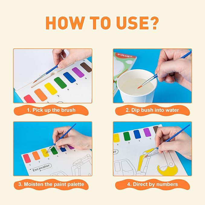 YPLUS Paint with Water Books for Toddlers, Watercolor Painting Paper Gift for Kids Ages 1-3, 2-4, 4-6, Art Craft Gift for Drawing with Brush Christmas Stocking Stuffers for Kids Toddler (All 7 Themes)
