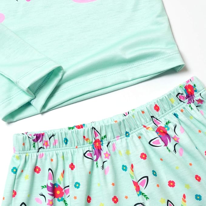 QPANCY Matching Girls & Dolls Pajamas Unicorn Pj Sets Summer Cotton Sleepwear