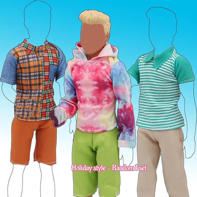 EuTengHao Doll Clothes for 12 Inch Boy Dolls with Jeans Leather Jackets Shorts Suits Sweatshirts T-Shirts Fashion Clothes for 12'' Boy Doll (6 Sets, Random Style)