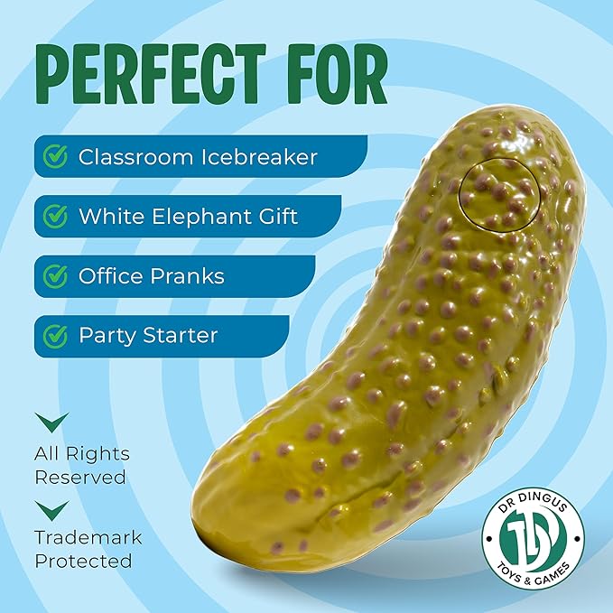 DR DINGUS Yodeling Pickle (1 Pickle - 5 Inch) Sings Dill-lightful Musical Yodel Song - Hilarious Laughs - Singing Novelty Gag Gift for Friends Family Coworkers Office Students Classroom