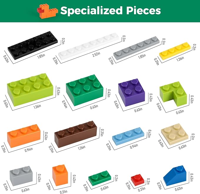 1100 Pieces Building Blocks, Compatible with All Major Brands, Classic Bulk Blocks, Includes Wheels, Door, Window, Street Lights