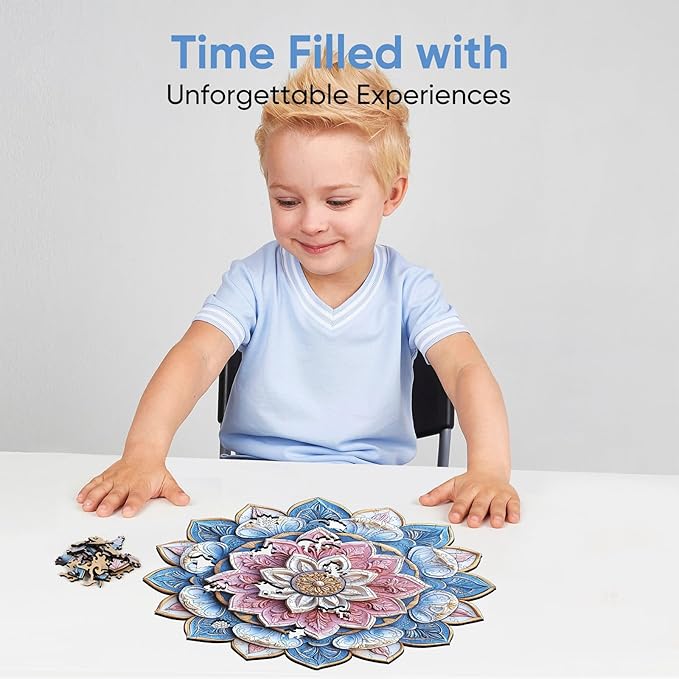 Reouinty Wooden Puzzle for Adults, Mandala Wood Puzzles 200 Piece, Jigsaw Puzzles Home Decor, Natural Puzzle Unique Shape Adult Puzzles, Puzzle Creative Gift for Adults 11.2 x11.2 in