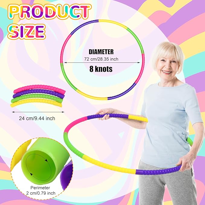 Sratte 12 Pcs Toy Hoop for Kid Detachable Adjustable Toy Hoop Colored Hoop Exercise Ring Plastic Circle for Kid Teen Gymnastics Dog Agility Equipment, Require Self Assembly(Fresh Color, 28 Inch)