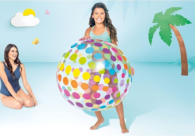 Intex Jumbo Inflatable Ball with Colorful Dot Pattern, Multi, 42"