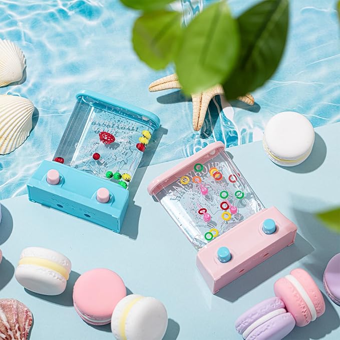 Gejoy 4 Pieces Water Games Handheld Easter Basket Stuffers for Kid Water Ring Toss Handheld Game Mini Retro Pastime Car Toys Fidget Autism Toys for Easter Children Boys Girls Birthday(Lively Style)