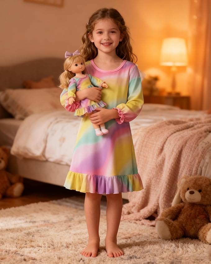 LQSZ Doll and Girl Matching Nightgown Outfit Pajamas Nightie Nightgown for Girls and Dolls Clothes