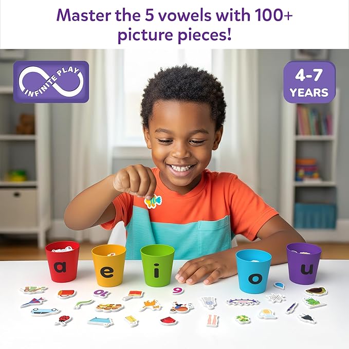 Skillmatics Learning Toys – Phonics Sorter, Vowel Sorting & Early Reading Activity for Kids, Educational Preschool & Kindergarten Toy, Builds Phonemic Awareness, Gifts for Boys & Girls Ages 4, 5, 6, 7