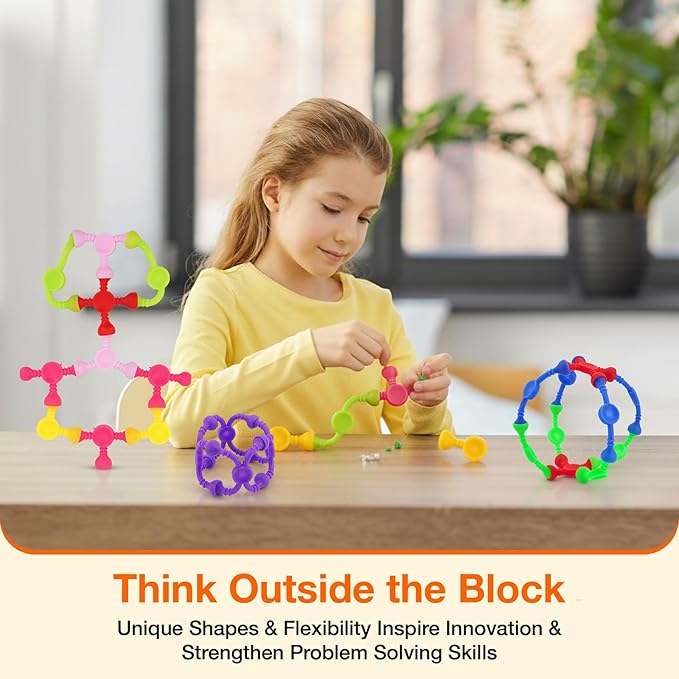 Kids Stem Sensory Building Toys - 50pcs Fine Motor Skills Toys for Toddlers, Educational Toy for Kid Activities, Travel Toy for Airplane, Car, ADHD