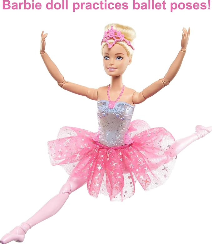 Barbie Dreamtopia Twinkle Lights Ballerina Doll with Blonde Hair & Light-Up Feature Wearing Royal Headband & Pink Tutu