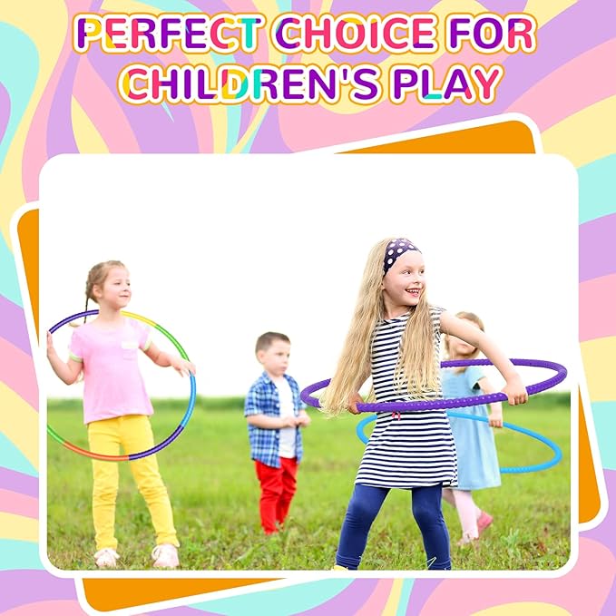 Sratte 6 Pcs Exercise Hoop Detachable Adjustable Plastic Hoops Snap Together Toy Ring Color Playground Toys for Girls and Boys Party Games, Sports, Exercise, Dog Training(28 Inch,Simple Colors)