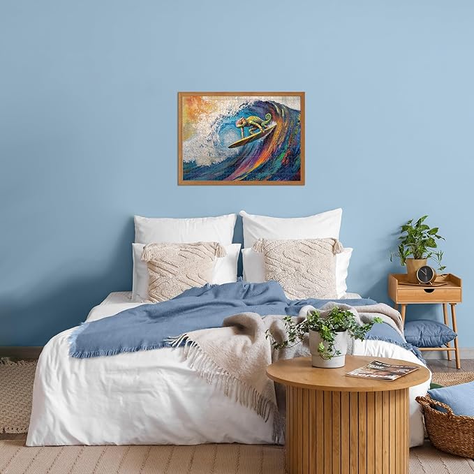 Vibrant Chameleon Surfing 1000 Piece Puzzle for Adults - Challenging Puzzles Art Painting Jigsaw Puzzles Family Game Home Decor