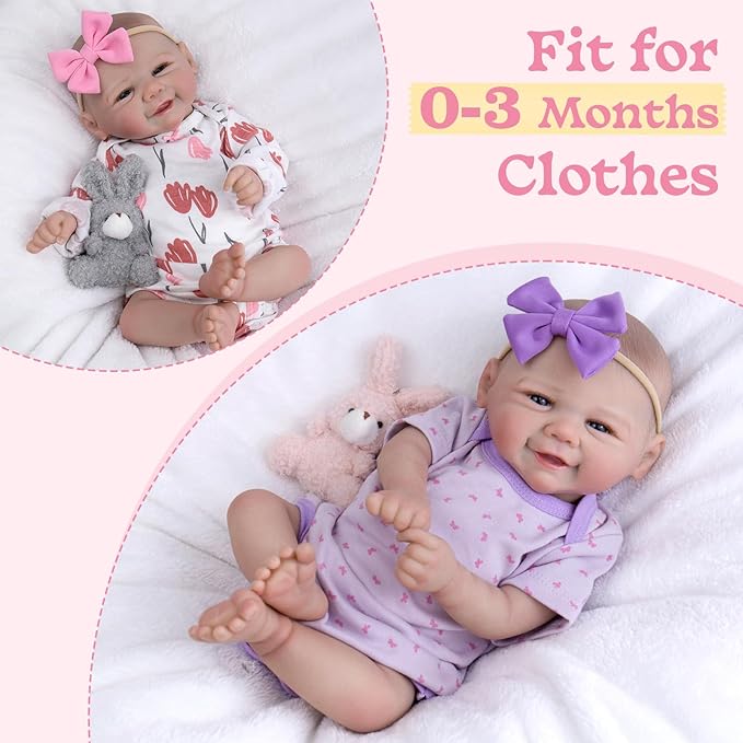 Aori Realistic Reborn Baby Dolls - Weighted Lifelike Newborn Baby Girl with Flexible Limbs, Cute Soft Body Reborn Doll Set with Outfit for Kids 3+, Parents, Elderly and Collectors