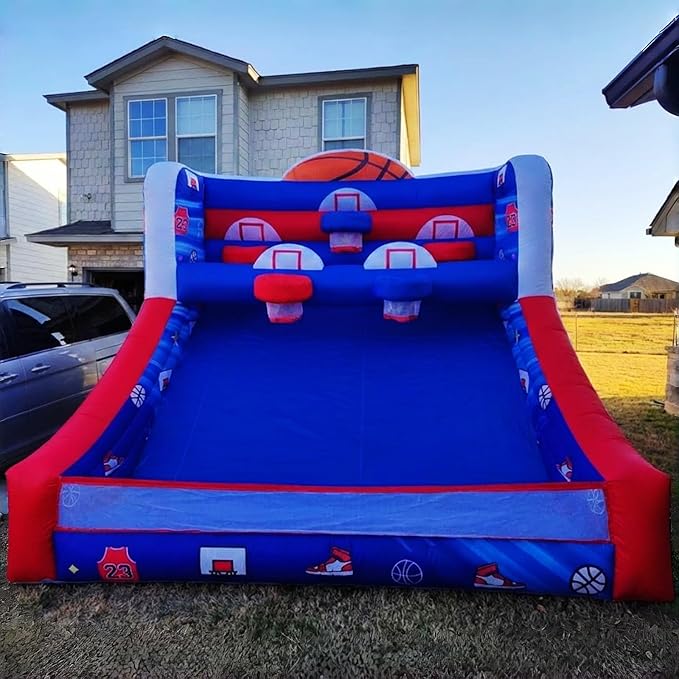 Inflatable Basketball Hoop Shot 13×10×10ft, Blow Up Inflatable Basketball Game with Balls, Air Blower, Inflatable Games for Outdoor Parties, Carnival Events, Lawn Games