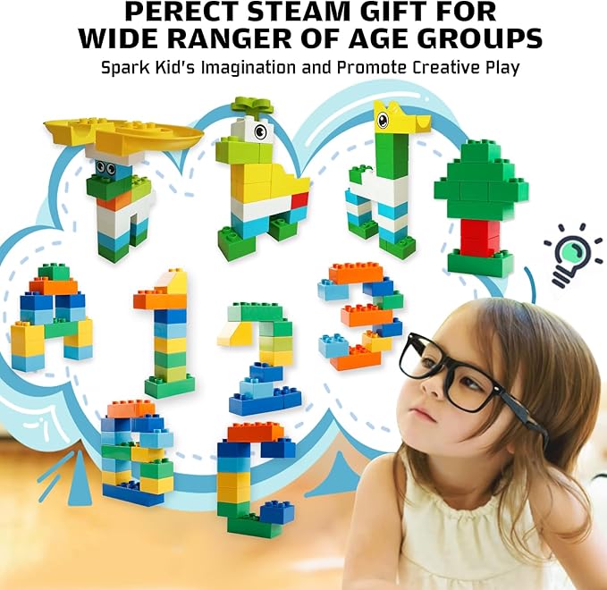 Marble Run Building Blocks for Kids, 145 PCS Building Bricks Construction Toys with Step-by-Step Guide, STEM Toy Track Compatible with Major Brands for Age 3 4 5 6 7 8+ Boys Girls Birthdays