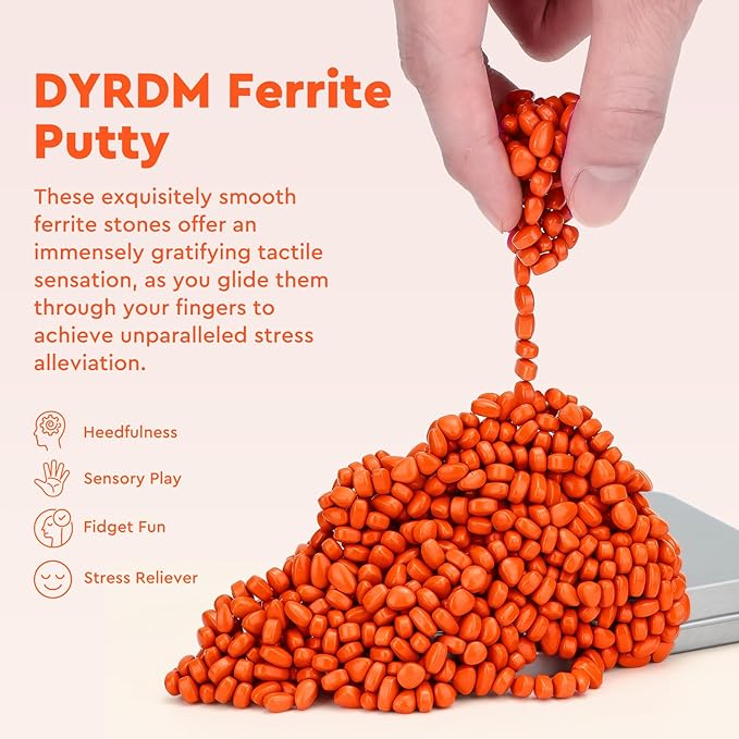 500+ Original Ferrite Putty Orange, Sensory Stones, Adult Fidget Stress Relief Desk & Office Item, Ferrite Stones Stocking Stuffers Gifts