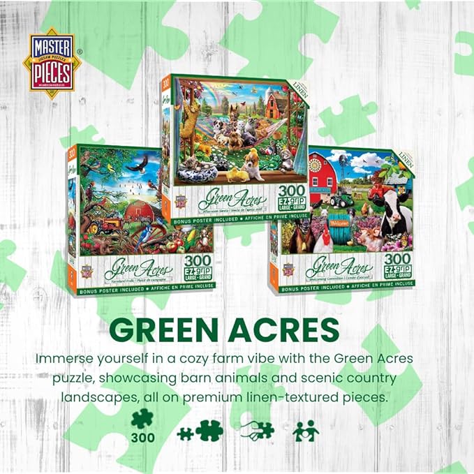 MasterPieces - 300 Piece Jigsaw Puzzle, Large EZ Grip Shapes, Afternoon Siesta, Fun for Adults, Seniors, Family, Kids, Matte Finish, 18"x24"