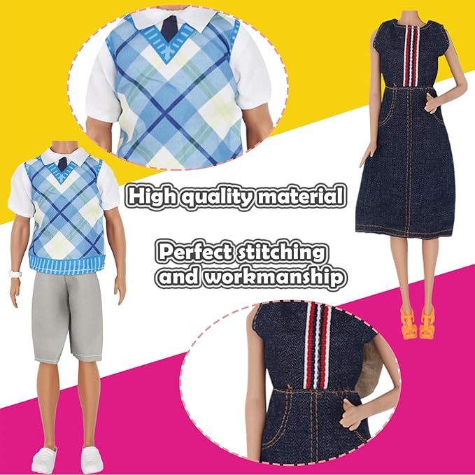 ZTWEDEN 71Pcs Doll Clothes & Accessories for 12 Inch Boy & Girl Dolls - Pet Care Set Includes 25 Wear Clothes, Shirts, Jeans, Suits, Shoes, Pet Doctor Playset, Trolley, Backpack