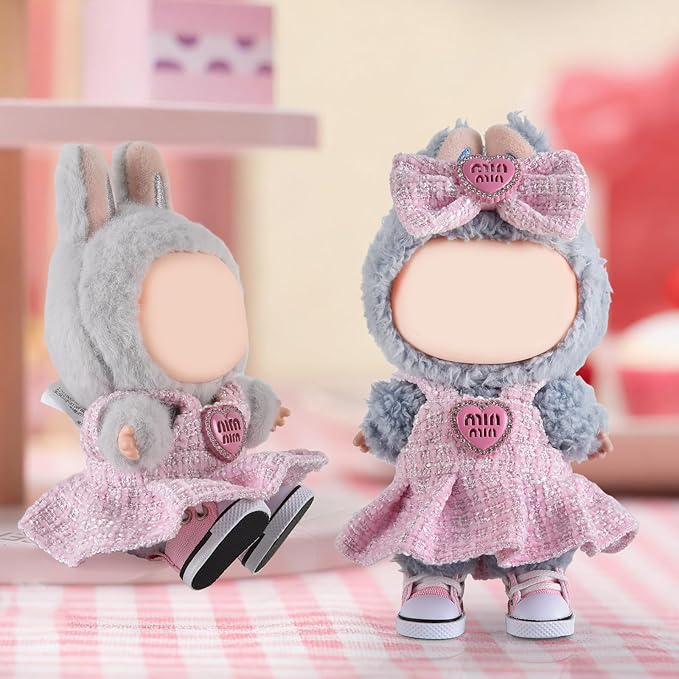 Cute Doll Shoes for Labubu, Premium Doll Shoes for 4-7in Dolls, Compatible with Labubu Doll Clothing & Outfits(Pink Canvas)