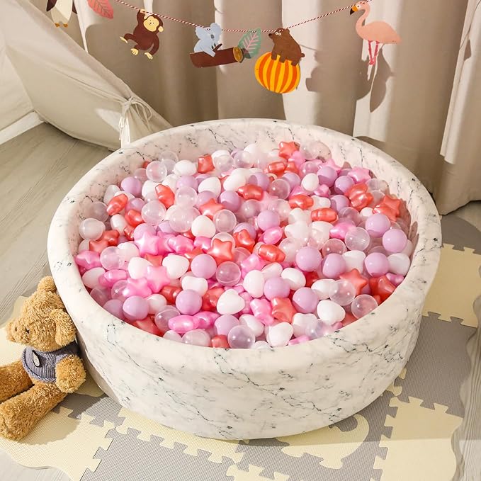 Star Ball Pit Balls for Toddlers- 200 Pcs Crush Proof Plastic Toy Balls for Toddler Ballpit, Ball Pits Play Tent, Baby Pool Water Toys, Christmas Party Decoration, Photo Props