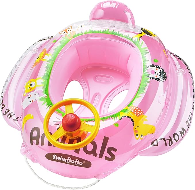 Swimbobo Toddler Pool Float with Seat Boat Inflatable Ride-on Car for Kids Outdoor Toys