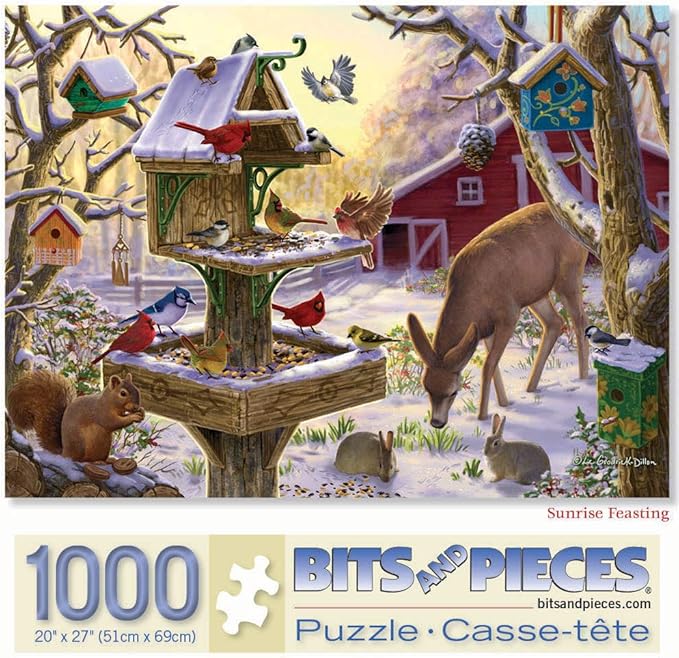 Bits and Pieces Jigsaw Puzzle for Adults – Sunrise Feasting by Liz Goodrick Dillon – Beautiful Artwork, Random Die-Cut Pieces, Durable Puzzle (1000 Piece Puzzle 20" x 27")