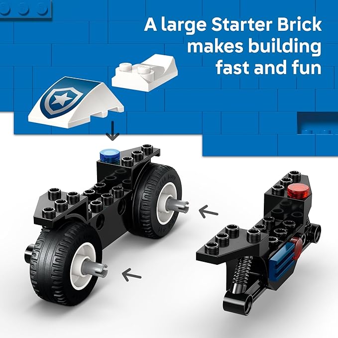 LEGO City Police Motorcycle Chase Building Toy for Kids - Pretend Play Building Blocks for Boys & Girls, Ages 4+ - Preschool Learning Toy W/Police & Crook Minifigures - Gift for Birthdays - 60455