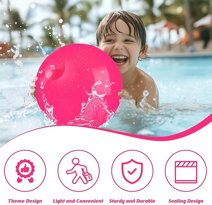10 Pack Beach Ball - 12Inch Blow Up Beach Ball Party Supplies for Kids, Inflatable Floating Balls for Summer Pool Parties, Outdoor Activities & Birthday Decorations