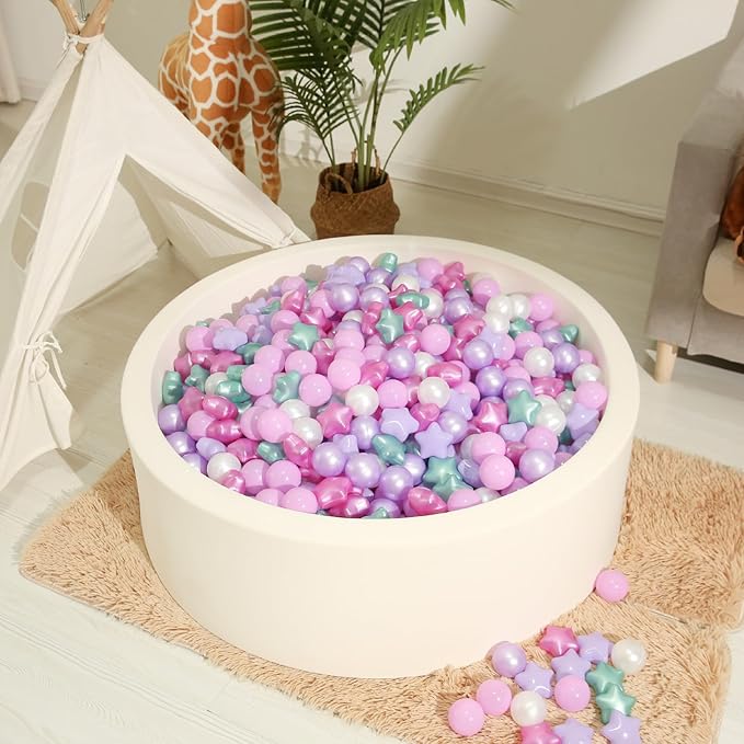 Realhaha Ball Pit Balls 50 100 200 500, Star Shapes for Babies Kids Playpen Plastic Balls for Babies Ball Pool Puppy Playballs