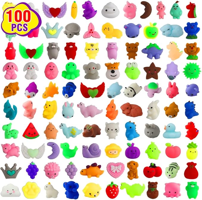 100 Pcs Kawaii Squishies Party Favors for Kids 4-8-12, Mochi Squishy Toys Treasure Box Toys for Classroom Prizes,Stress Relief Fidget Toys Birthday Gift for Boys Girls Goodie Bag Pinata Stuffers