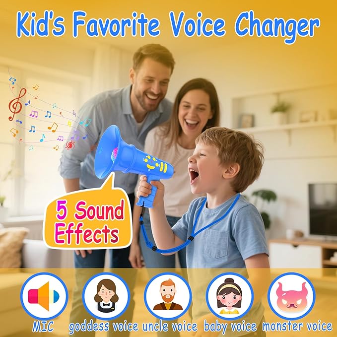 Voice Changer for Kids,Mini Megaphone,Birthday Gift for Boys Girls Ages 3,4,5,6,7,8 - Boy Toys for 3-8+ Year Old - Noise Maker Prank Gift for Christmas,Easter,Halloween,Cool Gadgets (Blue)