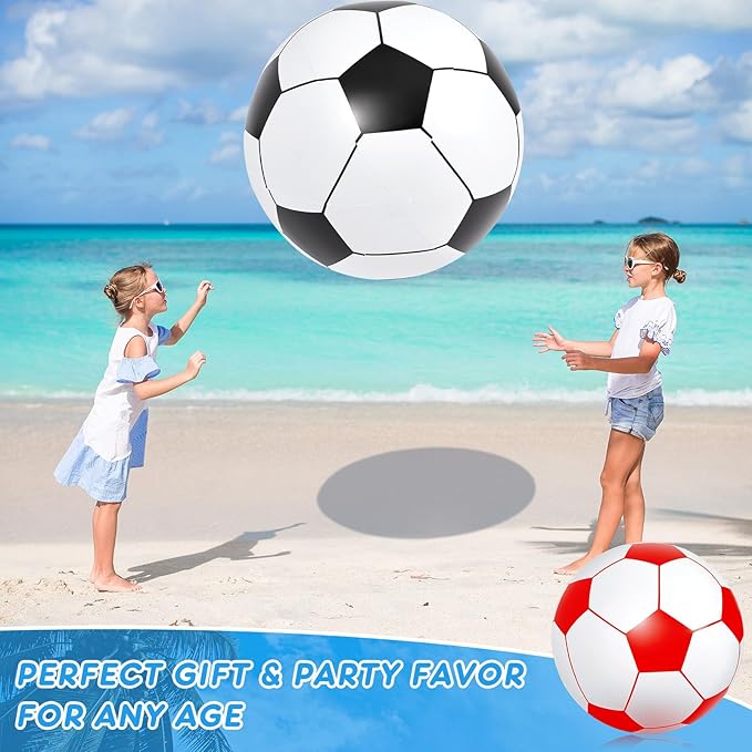 Lewtemi 2 Pcs 40 Inch Giant Inflatable Soccer Ball Large Huge Beach Balloons Oversized Football Sport Birthday Party Decoration Favor Gift Pool Supplies for Outdoor Piñata Activity