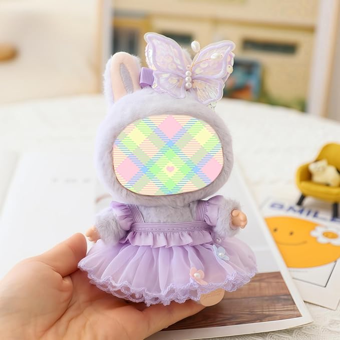 Clothes for Lu bubu Dolls(No Doll) Accessories, Outfit Set 2 Pieses Gauze Dress for 17cm Doll , Romantic Skirt Doll Clothing Set Replacement Purple
