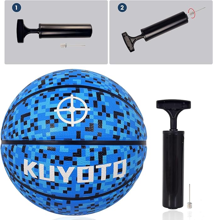 KUYOTQ Kids Youth Adult Size 3/4/5/6/7 (22/25.5/27.5/28.5/29.5") Basketball Premium Rubber or Faux Leather Basketball Indoor Outdoor Basketball for Boys Girls Womens Mens Basketball Gifts (Deflated)