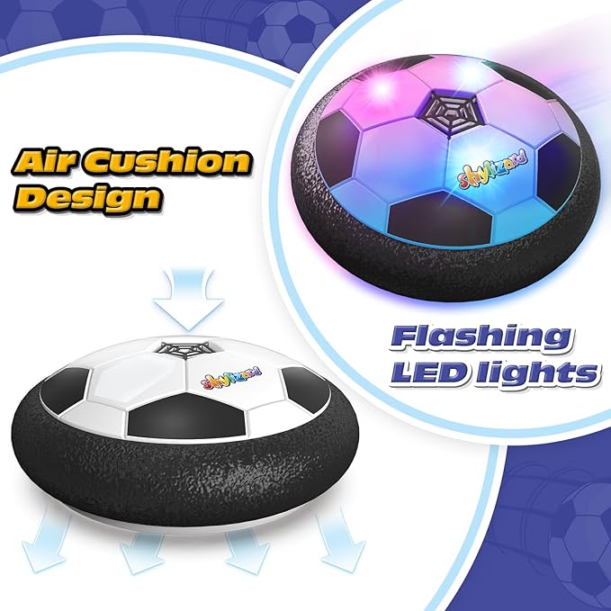 Set of 2 Hover Soccer Ball,Boys Toys Gifts for 3 4 5 6 7 8 Years Old,Air Power Kids Soccer Ball with LED Light,Hover Soccers Balls Indoor for Boys and Girls 3-5 6-8,Outdoor Indoor Game