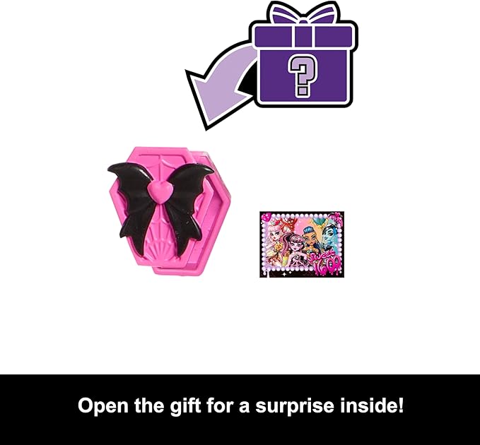 Monster High Scary Sweet Birthday Doll, Draculaura in Pink Party Dress with Themed Accessories Like Invite, Balloon, Gift, Fan and More