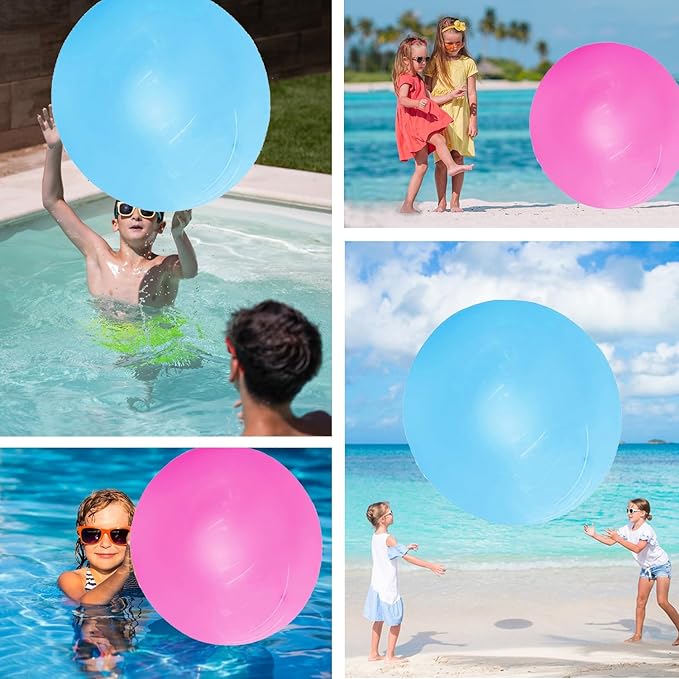 47'' Giant Bubble Ball 2 Pcs Inflatable Water Balloons Large Beach Ball Pool Beach Toys Soft Rubber Ball for Outdoor Indoor Party