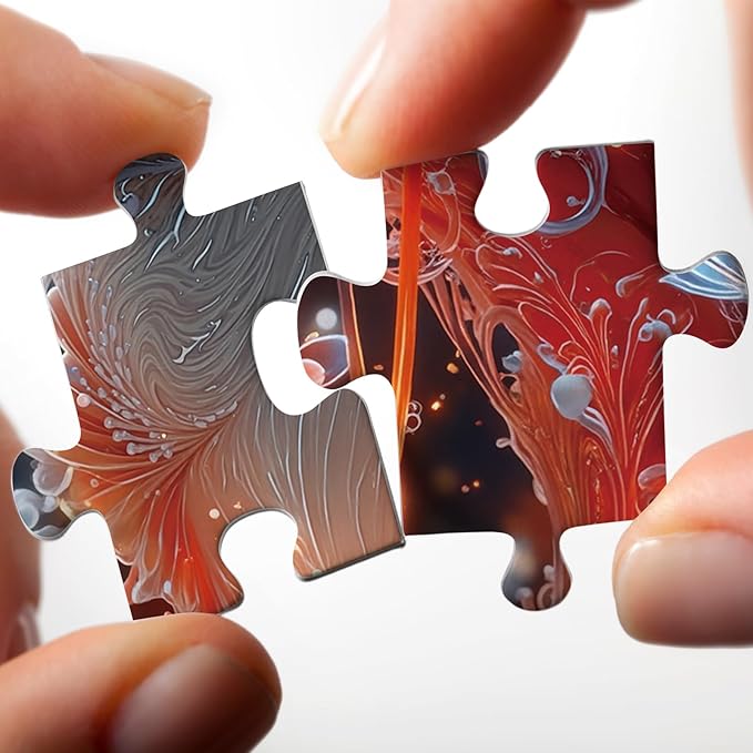 Fantasy Fox Flower Puzzles for Adults 1000 Pieces, Cute Red Animal Jigsaw Puzzle, Challenging Impossible Magic Art Puzzles