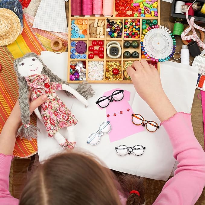 IMIKEYA Doll Glasses for 18 Inch Dolls Accessories- 6 Pairs Plastic Mini Eyeglasses with Clear Lenses for Dress Up Costume