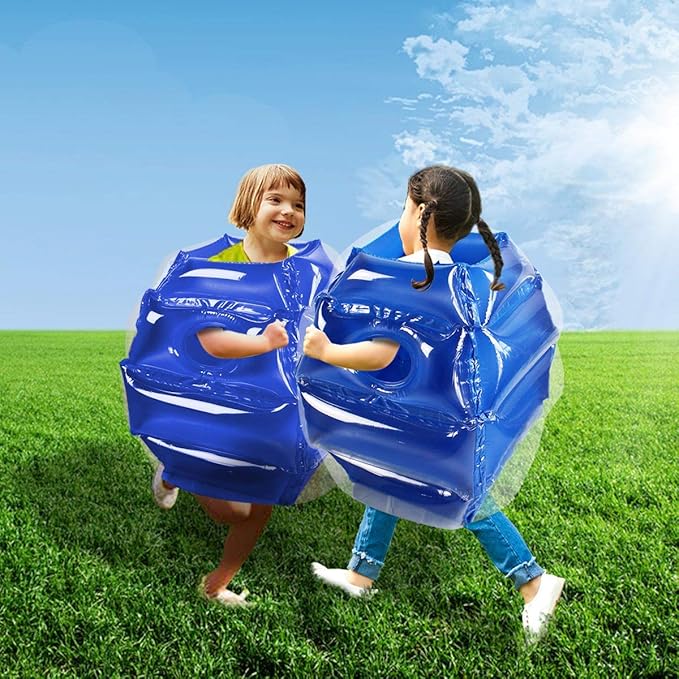 2 Pack inflatable bumper for kids, bumper bounce ball for Kids, kid sumo Balls, Lawn game ball for child outdoor team gaming play for 3-12 ages (24 inch, blue+blue)