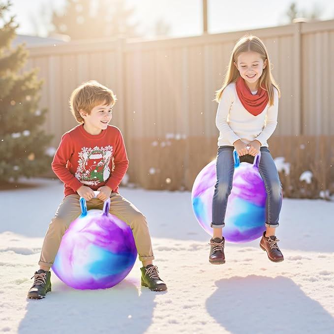 ZOOJOY Hopper Ball 2 Pack, 18 in Bouncy Ball with Handle for Kids, Clouds Girls Toys for Indoor Active Play Toys, Girls Boys Hopping Birthday Gifts for 3 4 5 6 7 8 Yr Old