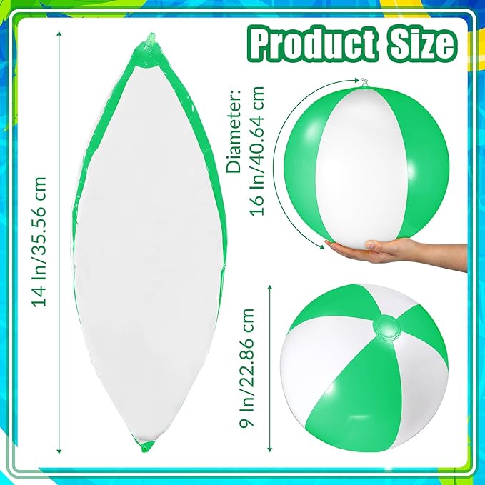 12 Pcs 16'' Beach Ball PVC Inflatable Ball Bulk Blow up Pool Balls for Swimming Pool Summer Hawaiian Tropical Theme Party Favors Decorations Favors Supplies